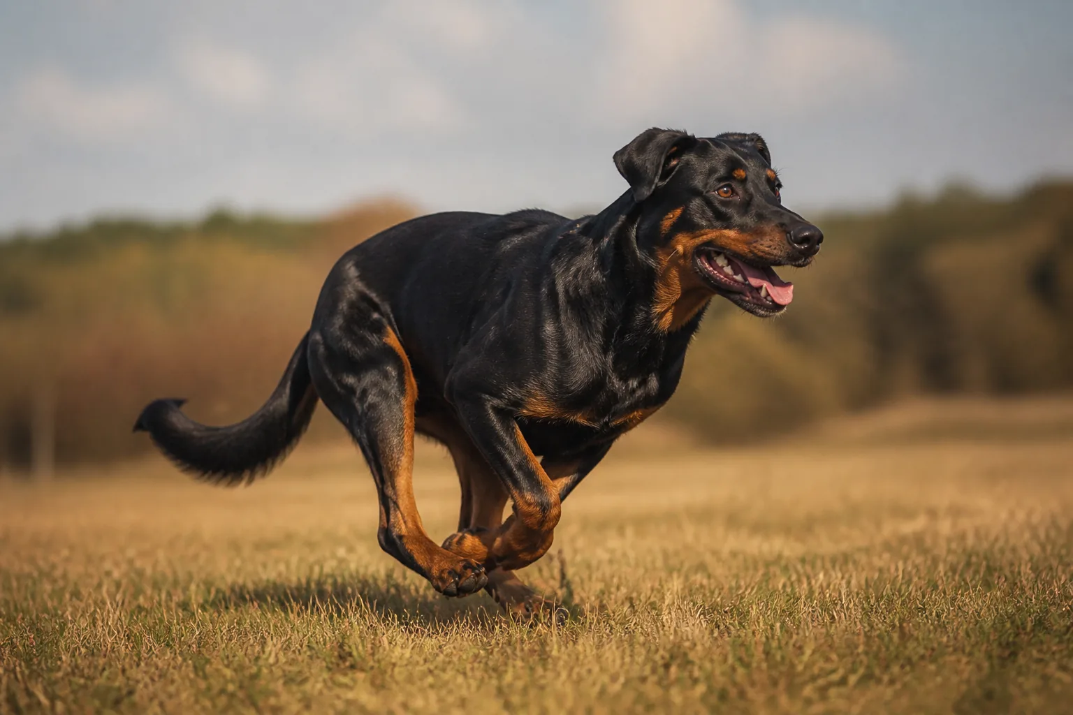Beauceron en pleine course
