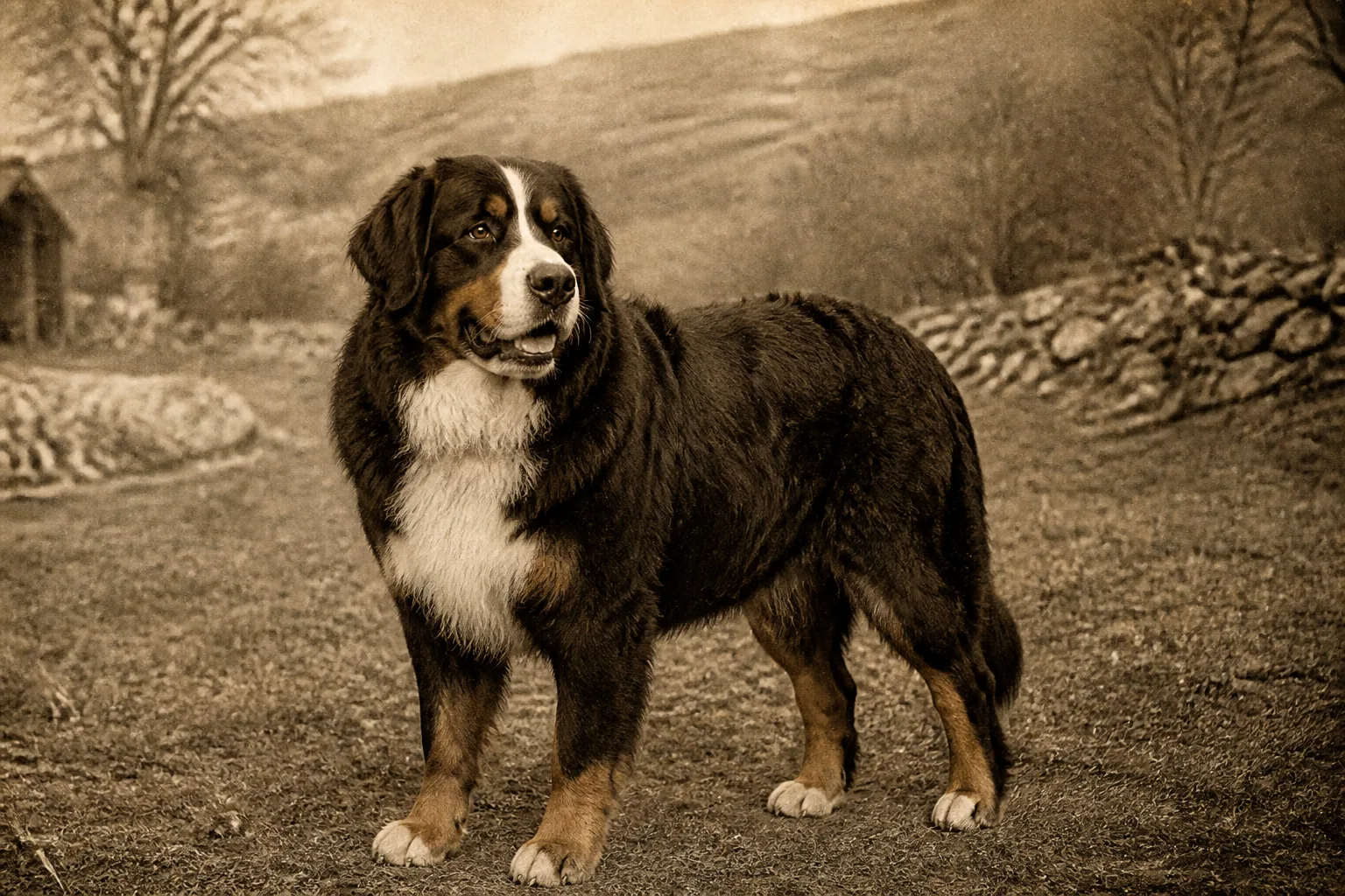 Photographie d'archive d'un Bouvier Bernois