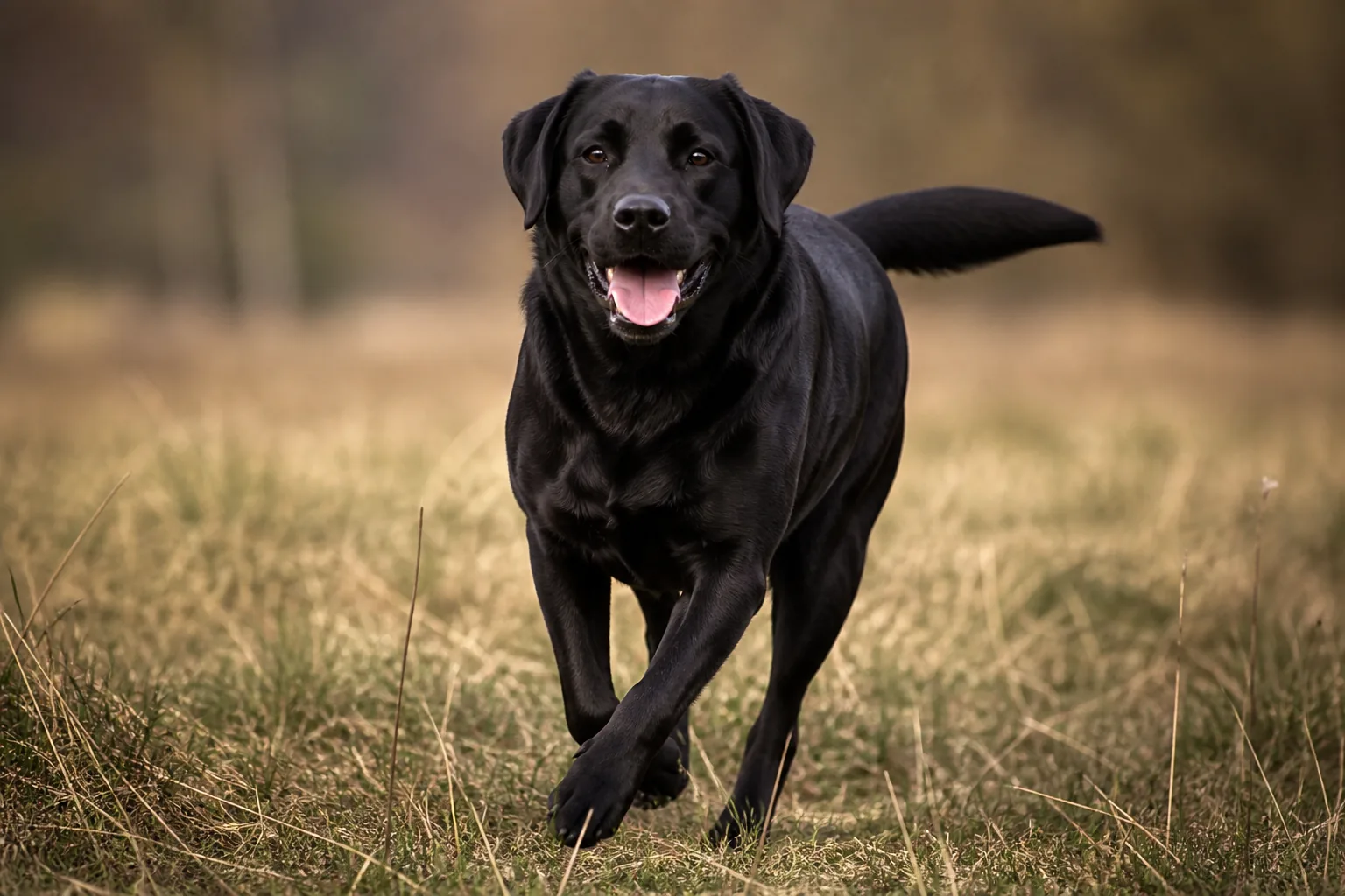 Labrador qui revient en courant vers son maître, retour immédiat et complet recherché au rappel