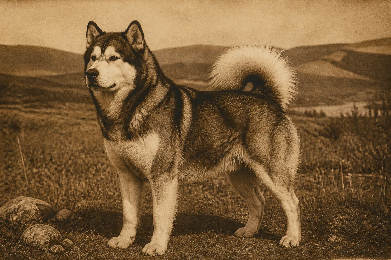 Photographie d'archive d'un Malamute d'Alaska