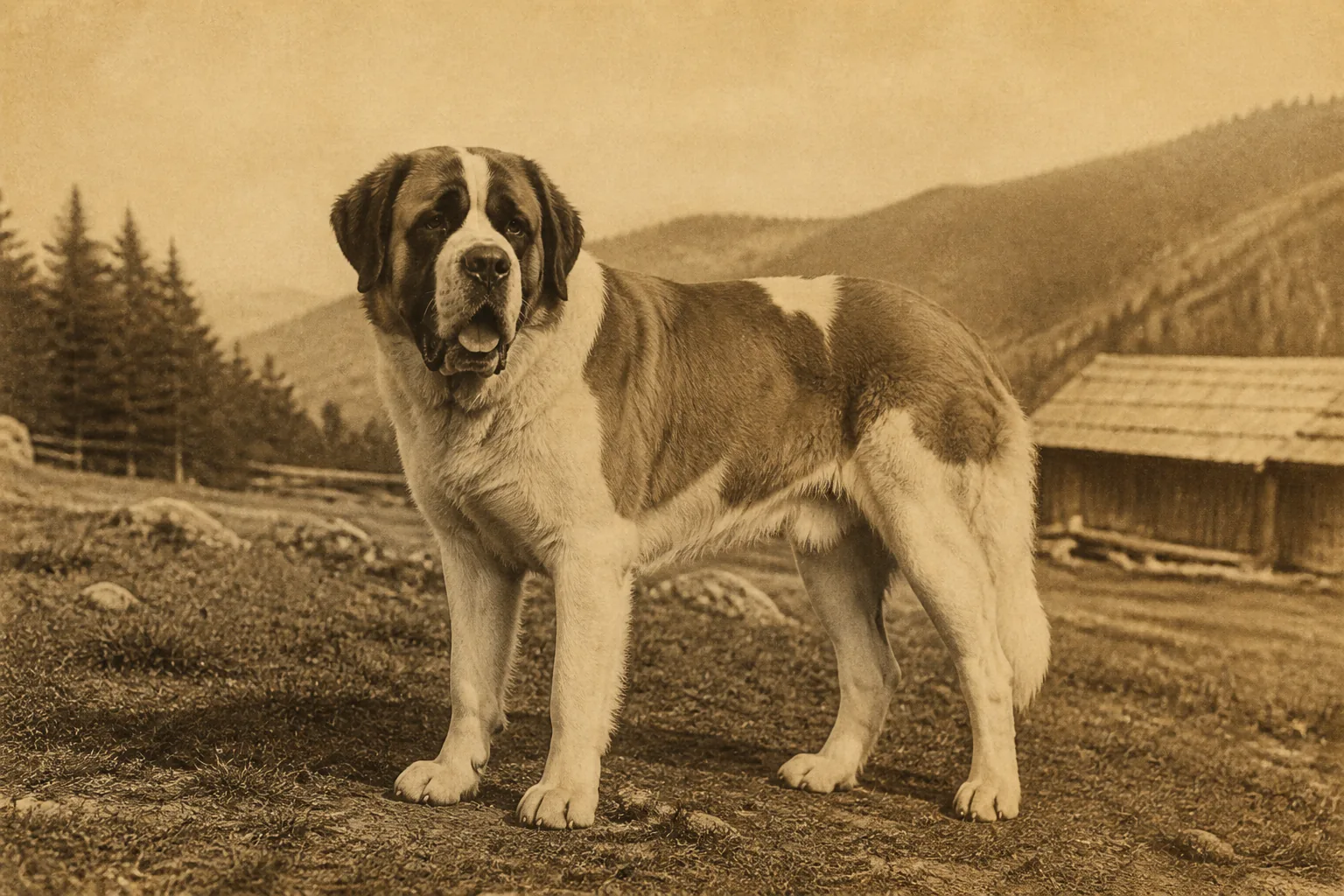 Photographie d'archive d'un Saint-Bernard