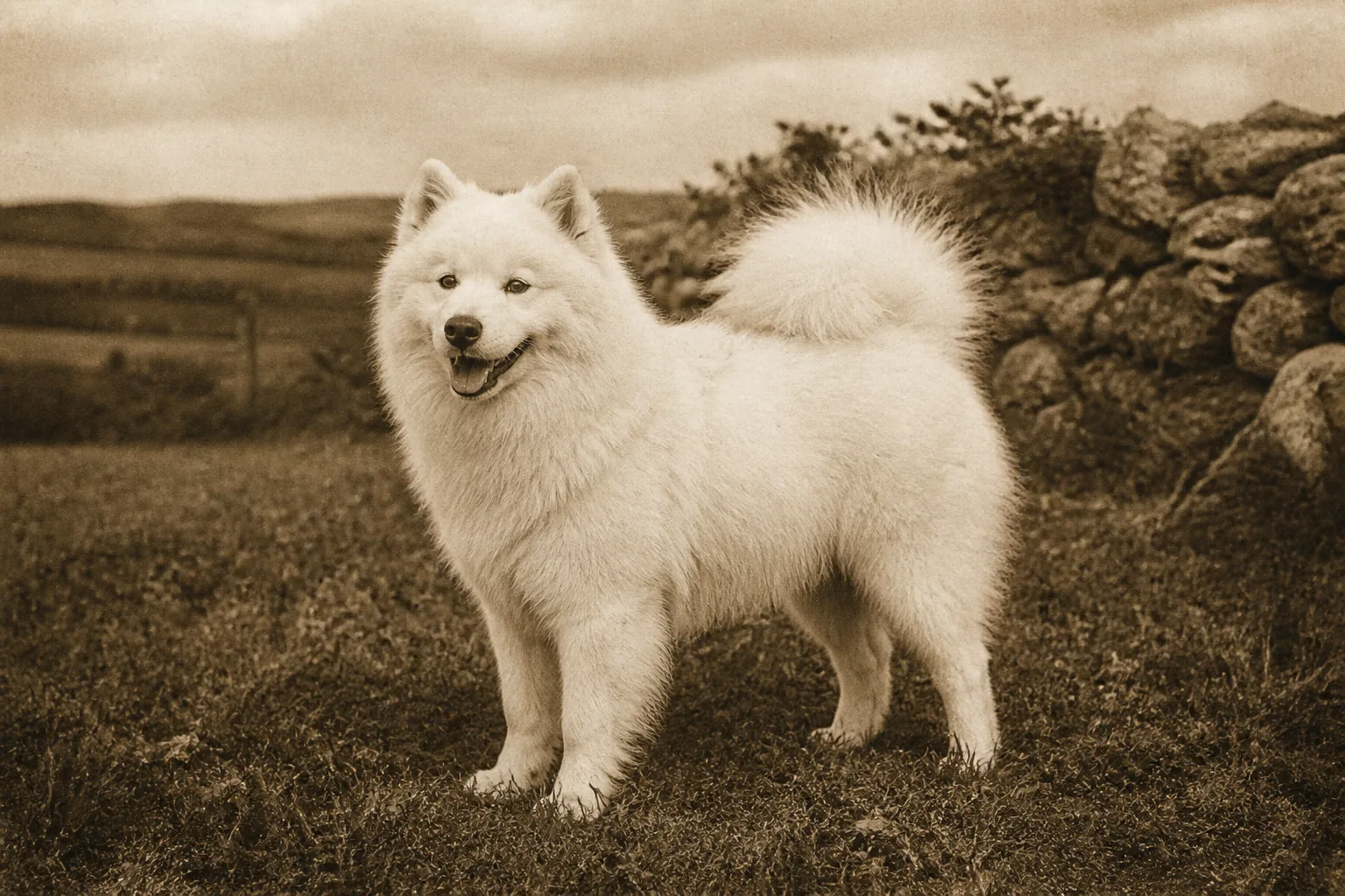 Photographie d'archive d'un Samoyède