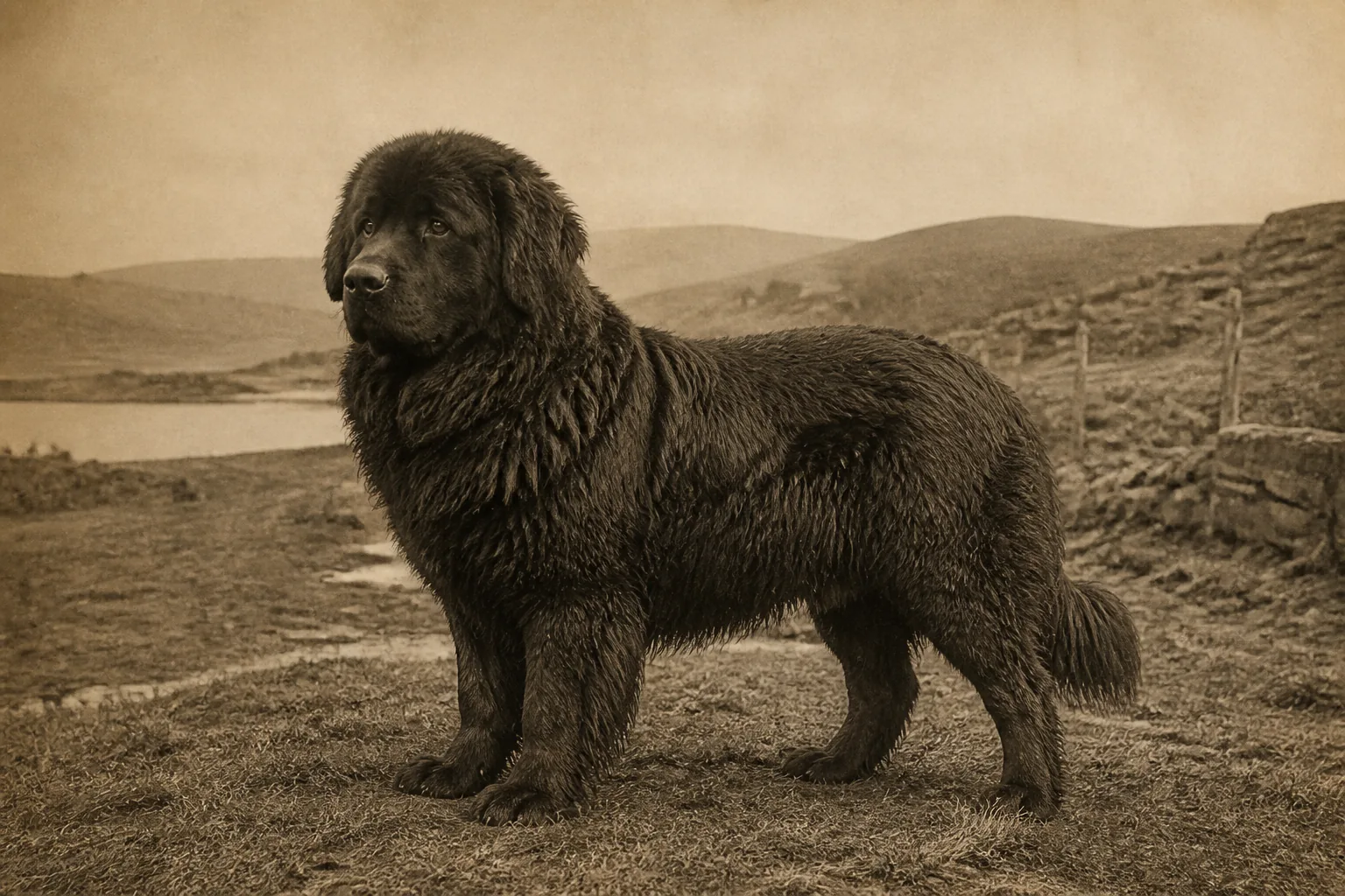 Photographie d'archive d'un Terre-Neuve